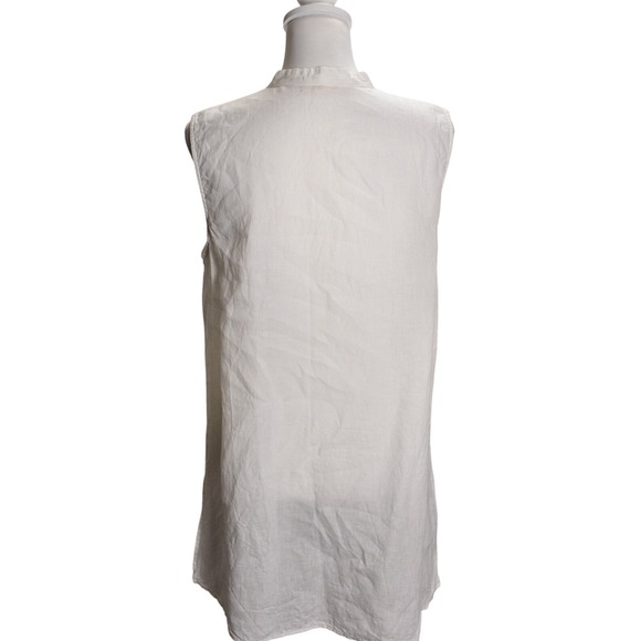 Eileen Fisher White Sleeveless Button Front Tunic Top Minimal Linen Core Medium - Picture 3 of 5